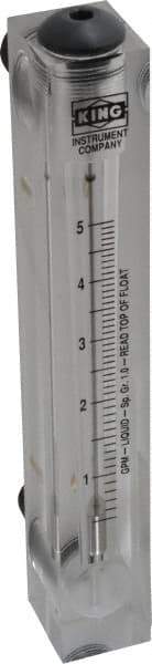 King - 1/2" M Port Block Style Panel Mount Flowmeter - 100 Max psi, 5 GPM, Acrylic - Best Tool & Supply