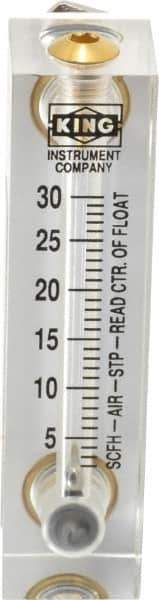 King - 1/4" FNPT Port Block Style, Panel Mount Flowmeter - 125 Max psi, 30 SCFH, Acrylic - Best Tool & Supply