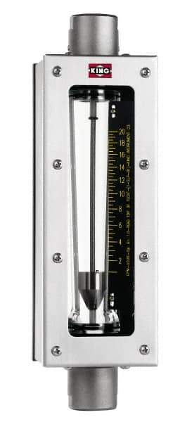 King - 1" FNPT Port Glass Tube/Stainless Case Flowmeter - 200 Max psi, 26.0 GPM, 304 Stainless Steel - Best Tool & Supply