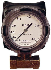 Made in USA - 1/2" NPT Port RCM Industries Flo-Gage Flowmeter - 180 Max psi, 0.5 to 4 GPM, Bronze - Best Tool & Supply