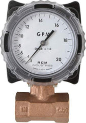 Made in USA - 1" NPT Port RCM Industries Flo-Gage Flowmeter - 180 Max psi, 3 to 20 GPM, Bronze - Best Tool & Supply