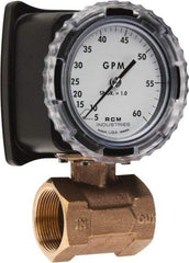 Made in USA - 1-1/2" NPT Port RCM Industries Flo-Gage Flowmeter - 180 Max psi, 5 to 60 GPM, Bronze - Best Tool & Supply