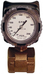 Made in USA - 2" NPT Port RCM Industries Flo-Gage Flowmeter - 180 Max psi, 30 to 200 GPM, Bronze - Best Tool & Supply