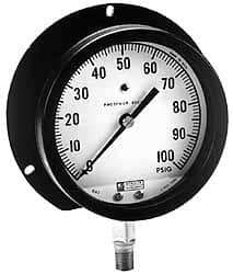 Made in USA - 4-1/2" Dial, 1/4 Thread, 0-60 Scale Range, Pressure Gauge - Lower Connection Mount, Accurate to 1% of Scale - Best Tool & Supply