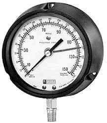 Made in USA - 3-1/2" Dial, 1/4 Thread, 0-100 & 0-231 Scale Range, Pressure Gauge - Lower Connection Mount, Accurate to 1% of Scale - Best Tool & Supply