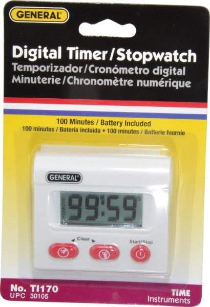 General - Minute Second Count Up and Down Timer - White - Best Tool & Supply