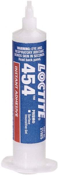 Loctite - 0.35 oz Syringe Clear Instant Adhesive - Series 454, 15 sec Working Time, 24 hr Full Cure Time, Bonds to Plastic & Rubber - Best Tool & Supply