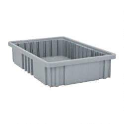 Quantum Storage - 75 Lb Load Capacity Gray Polypropylene Dividable Container - Stacking, 16-1/2" Long x 10.9" Wide x 3-1/2" High - Best Tool & Supply