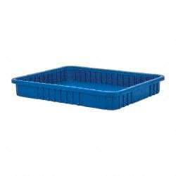 Quantum Storage - 100 Lb Load Capacity Blue Polypropylene Dividable Container - Stacking, 22-1/2" Long x 17-1/2" Wide x 3" High - Best Tool & Supply