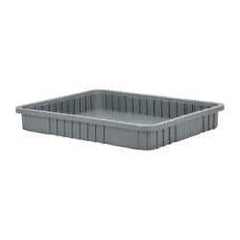 Quantum Storage - 100 Lb Load Capacity Gray Polypropylene Dividable Container - Stacking, 22-1/2" Long x 17-1/2" Wide x 3" High - Best Tool & Supply