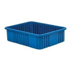 Quantum Storage - 100 Lb Load Capacity Blue Polypropylene Dividable Container - Stacking, 22-1/2" Long x 17-1/2" Wide x 6" High - Best Tool & Supply