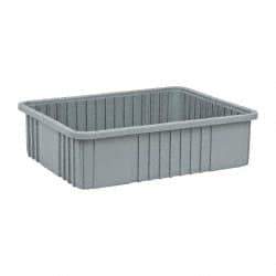 Quantum Storage - Gray Polypropylene Dividable Container - Stacking, 22-1/2" Long x 17-1/2" Wide x 6" High - Best Tool & Supply