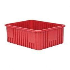 Quantum Storage - 100 Lb Load Capacity Red Polypropylene Dividable Container - Stacking, 22-1/2" Long x 17-1/2" Wide x 8" High - Best Tool & Supply