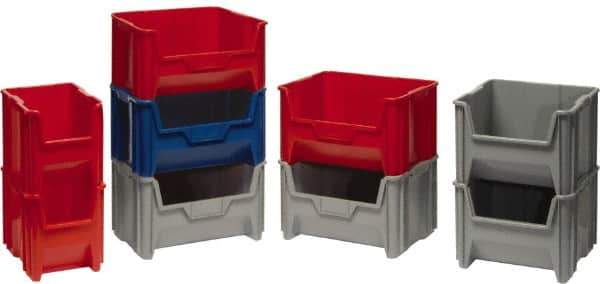 Quantum Storage - 75 Lb. Load Capacity, 17-1/2" Deep, Red Polyethylene Hopper Stacking Bin - 12-1/2" High x 16-1/2" Wide x 17-1/2" Long - Best Tool & Supply