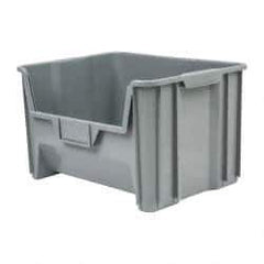 Quantum Storage - 75 Lb. Load Capacity, 15-1/4" Deep, Gray Polyethylene Hopper Stacking Bin - 12-7/16" High x 19-7/8" Wide x 15-1/4" Long - Best Tool & Supply