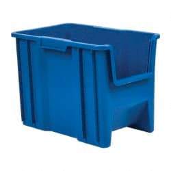 Quantum Storage - 75 Lb. Load Capacity, 17-1/2" Deep, Blue Polyethylene Hopper Stacking Bin - 12-1/2" High x 10-7/8" Wide x 17-1/2" Long - Best Tool & Supply