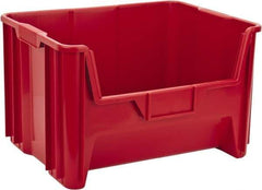 Quantum Storage - 75 Lb. Load Capacity, 15-1/4" Deep, Red Polyethylene Hopper Stacking Bin - 12-7/16" High x 19-7/8" Wide x 15-1/4" Long - Best Tool & Supply