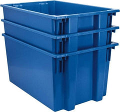 Quantum Storage - 100 Lb Load Capacity Blue Polyethylene Tote Container - Stacking, Nesting, 29-1/2" Long x 19-1/2" Wide x 15" High - Best Tool & Supply