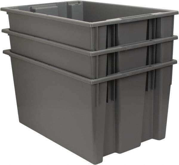 Quantum Storage - 100 Lb Load Capacity Gray Polyethylene Tote Container - Stacking, Nesting, 29-1/2" Long x 19-1/2" Wide x 15" High - Best Tool & Supply