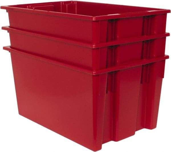 Quantum Storage - 100 Lb Load Capacity Red Polyethylene Tote Container - Stacking, Nesting, 29-1/2" Long x 19-1/2" Wide x 15" High - Best Tool & Supply