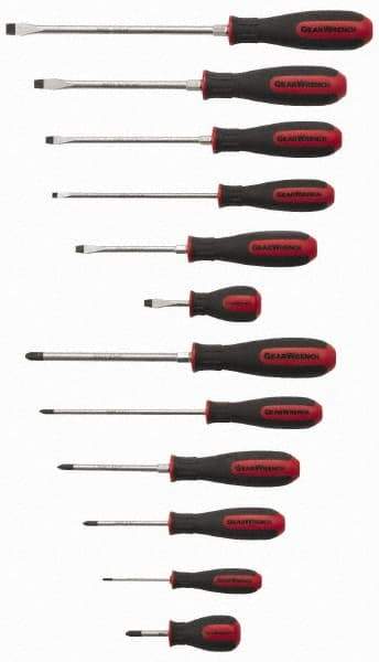 GearWrench - 12 Piece Phillips & Slotted Screwdriver Set - Bit Sizes: Philips #0 to #3, Tip Thickness: 1/4, 3/16, 5/16 & 3/8 - Best Tool & Supply