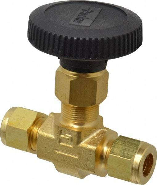 Parker - 3,000 Max psi, 3/8" Pipe, Brass, Inline Instrumentation Needle Valve - Compression x Compression CPI End Connections - Best Tool & Supply