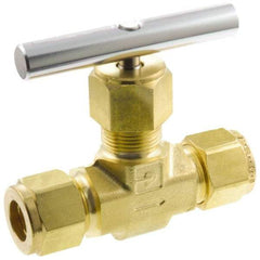 Parker - 3,000 Max psi, 1/2" Pipe, Brass, Inline Instrumentation Needle Valve - Compression x Compression CPI End Connections - Best Tool & Supply