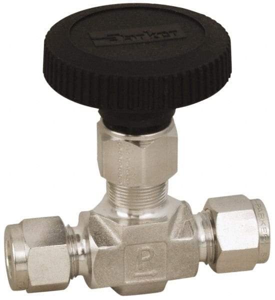 Parker - 5,000 Max psi, 1/8" Pipe, 316 Grade Stainless Steel, Inline Instrumentation Needle Valve - Best Tool & Supply