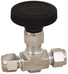 Parker - 5,000 Max psi, 3/8" Pipe, 316 Grade Stainless Steel, Inline Instrumentation Needle Valve - Best Tool & Supply