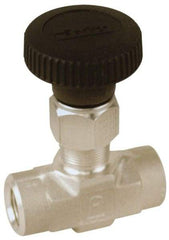 Parker - 5,000 Max psi, 1/8" Pipe, 316 Grade Stainless Steel, Inline Instrumentation Needle Valve - FNPT x FNPT End Connections - Best Tool & Supply