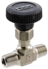 Parker - 5,000 Max psi, 3/8" Pipe, 316 Grade Stainless Steel, Inline Instrumentation Needle Valve - MNPT x MNPT End Connections - Best Tool & Supply