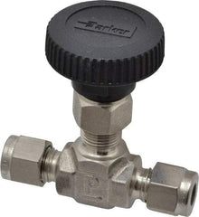 Parker - 5,000 Max psi, 1/4" Pipe, 316 Grade Stainless Steel, Inline Instrumentation Needle Valve - Best Tool & Supply