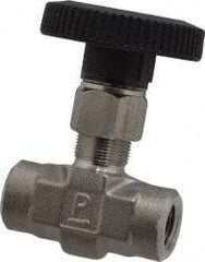 Parker - 5,000 Max psi, 1/4" Pipe, 316 Grade Stainless Steel, Inline Instrumentation Needle Valve - FNPT x FNPT End Connections - Best Tool & Supply