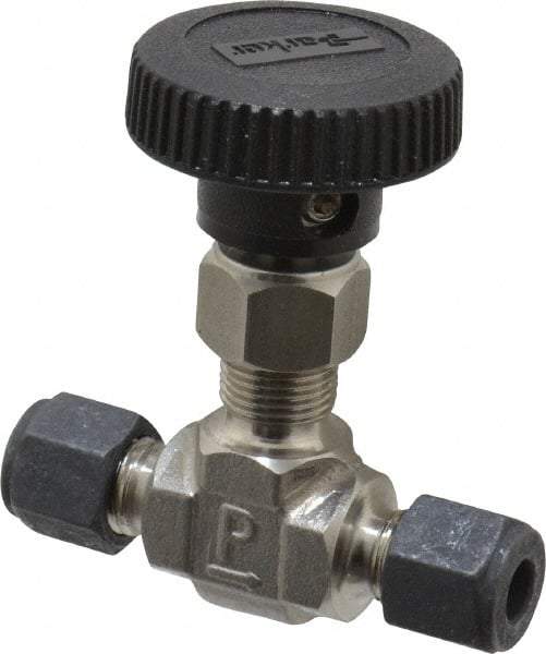 Parker - 5,000 Max psi, 1/4" Pipe, 316 Grade Stainless Steel, Inline Instrumentation Needle Valve - Compression x Compression CPI End Connections - Best Tool & Supply