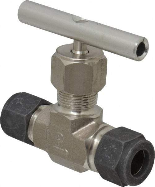 Parker - 5,000 Max psi, 1/2" Pipe, 316 Grade Stainless Steel, Inline Instrumentation Needle Valve - Compression x Compression CPI End Connections - Best Tool & Supply