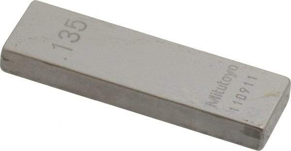 Mitutoyo - 0.135" Rectangular Steel Gage Block - Accuracy Grade 0, Includes Certificate of Inspection - Best Tool & Supply