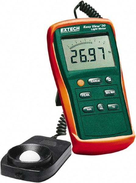 Extech - AAA Batteries, 40 to 40,000 FC, LCD Display, Silicone Photodiode Light Meter - 3 Accuracy, Compatible with All Visible Light Lighting, Built In Memory - Best Tool & Supply