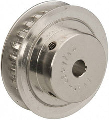 Power Drive - 24 Tooth, 1/4" Inside x 1.508" Outside Diam, Hub & Flange Timing Belt Pulley - 1/4" Belt Width, 1.528" Pitch Diam, 0.438" Face Width, Aluminum - Best Tool & Supply