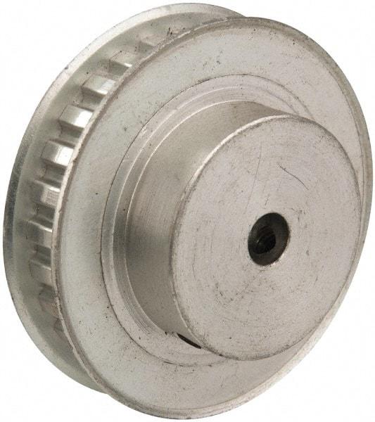 Power Drive - 28 Tooth, 1/4" Inside x 1.763" Outside Diam, Hub & Flange Timing Belt Pulley - 1/4" Belt Width, 1.783" Pitch Diam, 0.438" Face Width, Aluminum - Best Tool & Supply