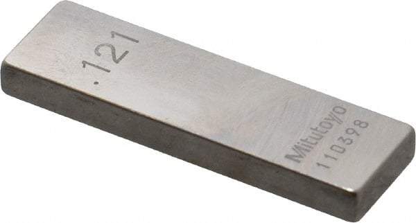 Mitutoyo - 0.121" Rectangular Steel Gage Block - Accuracy Grade 0, Includes Certificate of Inspection - Best Tool & Supply