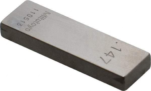 Mitutoyo - 0.147" Rectangular Steel Gage Block - Accuracy Grade 0, Includes Certificate of Inspection - Best Tool & Supply