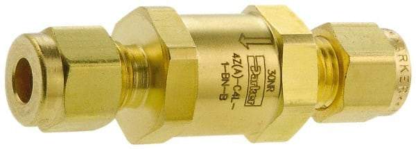 Parker - 1/2" Brass Check Valve - Inline, Comp x Comp, 3,000 WOG - Best Tool & Supply