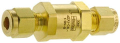 Parker - 1/4" Brass Check Valve - Inline, Comp x Comp, 3,000 WOG - Best Tool & Supply