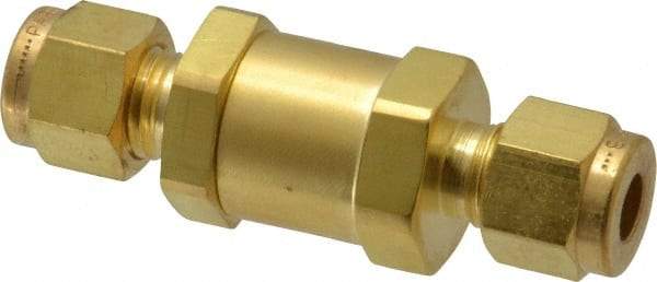 Parker - 1/4" Brass Check Valve - Inline, Comp x Comp, 3,000 WOG - Best Tool & Supply