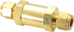 Parker - 3/8" Brass Check Valve - Inline, Comp x Comp, 3,000 WOG - Best Tool & Supply