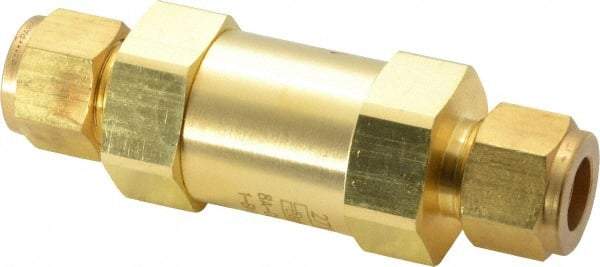 Parker - 1/2" Brass Check Valve - Inline, Comp x Comp, 3,000 WOG - Best Tool & Supply