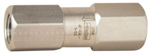 Parker - 3/4" Stainless Steel Check Valve - Inline, FNPT x FNPT, 6,000 WOG - Best Tool & Supply