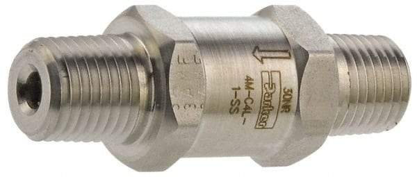 Parker - 1/8" Stainless Steel Check Valve - Inline, MNPT x MNPT, 6,000 WOG - Best Tool & Supply