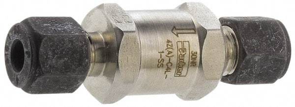 Parker - 1/4" Stainless Steel Check Valve - Inline, Comp x Comp, 6,000 WOG - Best Tool & Supply