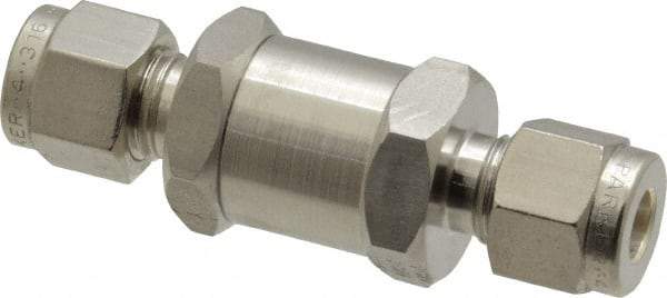 Parker - 1/4" Stainless Steel Check Valve - Inline, Comp x Comp, 6,000 WOG - Best Tool & Supply